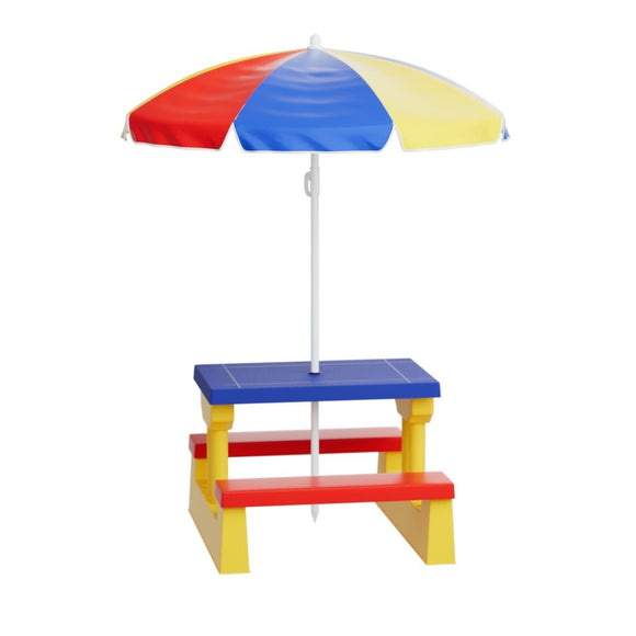Keezi Kids Outdoor Table and Chairs Set Picnic Bench Umbrella Children Indoor - RnR Galore