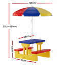 Keezi Kids Outdoor Table and Chairs Set Picnic Bench Umbrella Children Indoor - RnR Galore