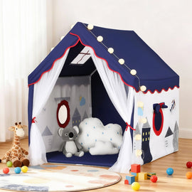 Keezi Kids Play Tent Playhouse Castle with Floor Mat String Ball Light 134X103CM - RnR Galore