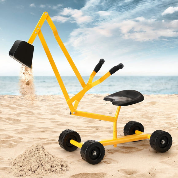 Keezi Kids Ride On Car Digger Bulldozer Sandpit Play Toys Rotate Seat Yellow - RnR Galore