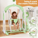 Keezi Kids Slide Swing Set Basketball Hoop Ring Football Outdoor Toys 140cm Green - RnR Galore