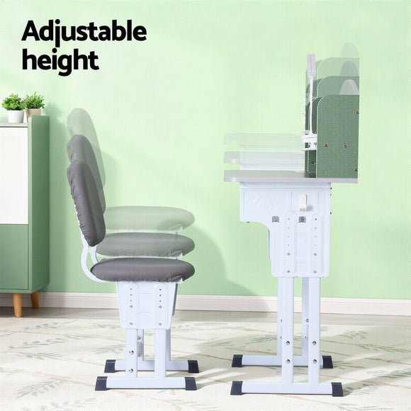 Keezi Kids Study Desk Chair Set Adjustable Ergonomic Table LED Lamp Green - RnR Galore