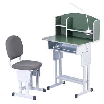 Keezi Kids Study Desk Chair Set Adjustable Ergonomic Table LED Lamp Green - RnR Galore