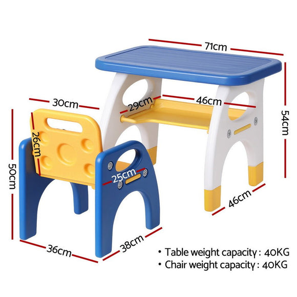 Keezi Kids Table and Chair Set HDPE Toddler Activity Play Set Blue/Yellow - RnR Galore