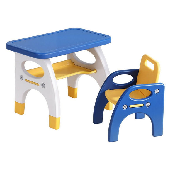 Keezi Kids Table and Chair Set HDPE Toddler Activity Play Set Blue/Yellow - RnR Galore