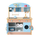 Keezi Kids Wooden Pretend Kitchen Play Sets Cooking Toys Pot Pan Bowls Oven Dishwasher 80CM Blue - RnR Galore