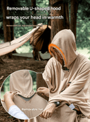 Khaki Cozy 4 - in - 1 Wearable Fleece Poncho Sleeping Bag - Multifunctional Camping Blanket with Detachable Hood - RnR Galore