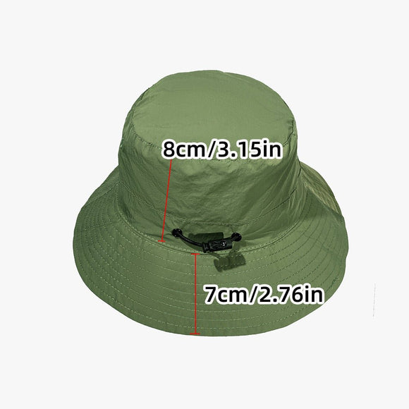Khaki Foldable Waterproof Bucket Hat Packable Sun Cap Wide Brim with Adjustable Drawstring for Fishing Camping and Hiking - RnR Galore