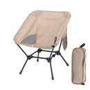 Khaki Lightweight Portable Camping Chair - Adjustable Height Folding Moon Chair with Breathable Mesh & Carry Bag for Outdoor, Beach, Fishing - RnR Galore