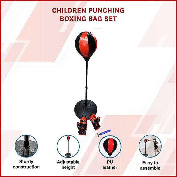 Kids Boxing Punching Bag Set – Children’s Training Gloves & Fitness Stand - RnR Galore