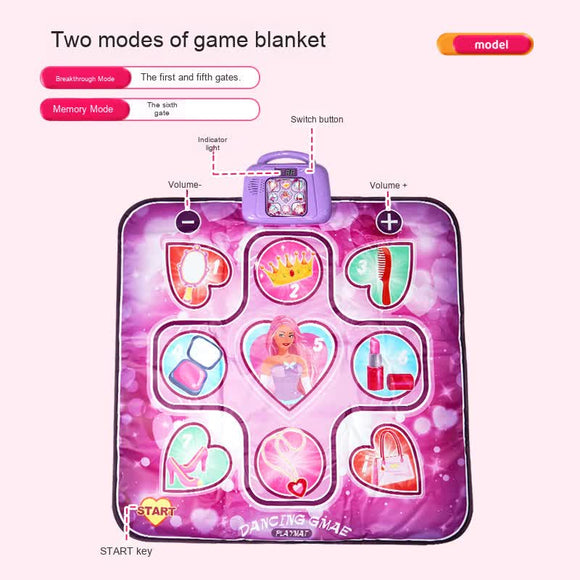 Kids Electronic Dance Mat Princess Theme Musical Rhythm Game with LED Lights Adjustable Volume Non - Slip Floor Playmat for Girls Age 3+ - RnR Galore