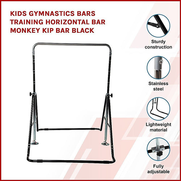 Kids Gymnastics Bars Training Horizontal Bar Monkey Kip Bar Black - RnR Galore