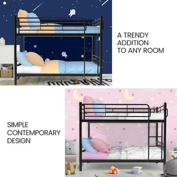 Kingston Slumber 2in1 Single Metal Bunk Bed Frame, with Modular Design, Dark Matte Grey - RnR Galore