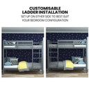 Kingston Slumber Single Bunk Bed Frame Solid Pine Wood Timber, Modular Design, Grey - RnR Galore