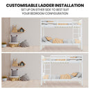 Kingston Slumber Single Bunk Bed Frame Solid Pine Wood Timber, Modular Design, White - RnR Galore