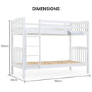 Kingston Slumber Wooden Kids Bunk Bed Frame, with Modular Design that can convert to 2 Single, White - RnR Galore