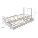 KINGSTON SLUMBER Wooden Single Bed Frame w/ Pop Up Trundle, for Kids Bedroom, White - RnR Galore