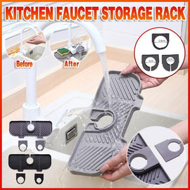 Kitchen Faucet Storage Rack Holder Soap Sponges Caddy Organizer Sink Basket Rack - Grey - RnR Galore