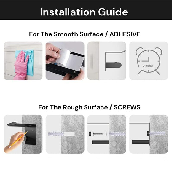 Kitchen Paper Holder Under Cabinet Screw Wall Mount Adhesive Paper Towel Holder Rectangle Silver - RnR Galore