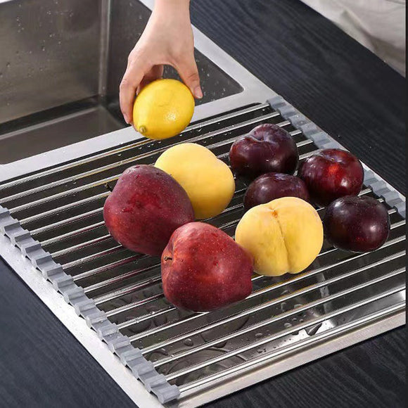 Kitchen Roll - Up Dish Drying Rack Foldable Drainer Over Sink 304 - Stainless Steel(Small:47*24cm) - RnR Galore