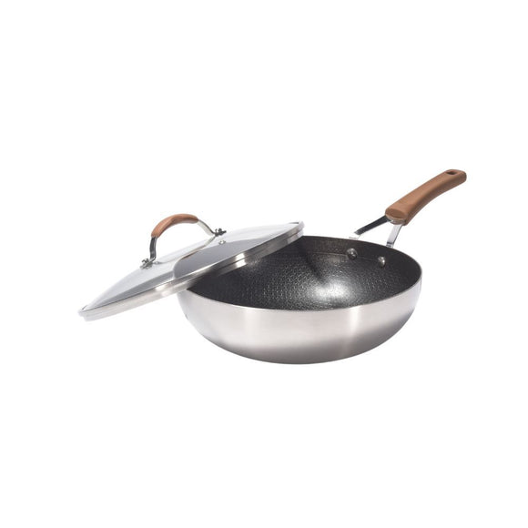 Kylin 3 Layer Stainless Steel Non Stick Noka Wok 30cm - RnR Galore