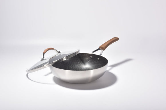 Kylin 3 Layer Stainless Steel Non Stick Noka Wok 30cm - RnR Galore