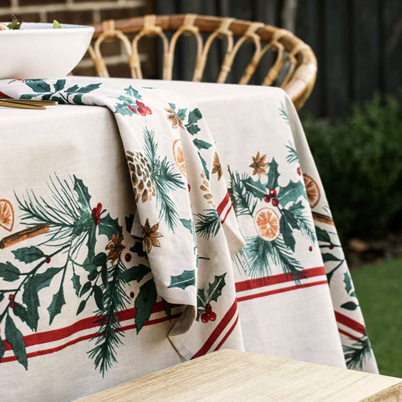 Ladelle 100% Cotton Evergreen Festive Christmas Holiday Tablecloth 150 x 230 cm - RnR Galore