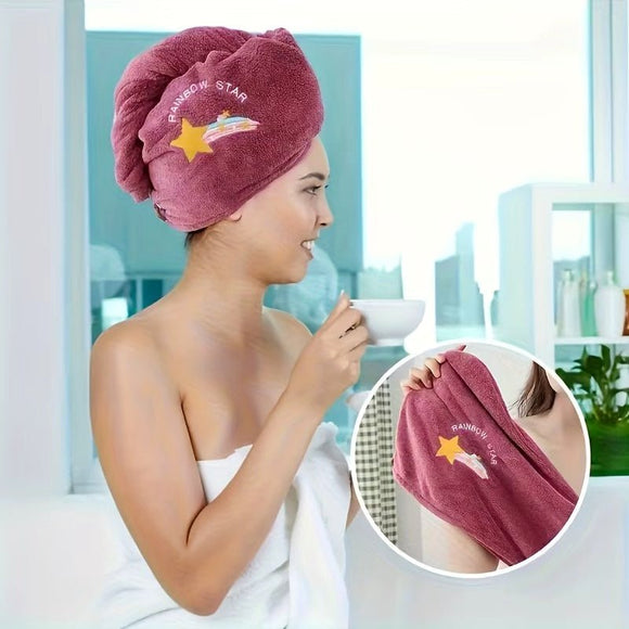 Ladies' Soft Quick - Dry Shower Cap Towel - Delicate Embroidery, Essential for a Refreshing Bath（light blue） - RnR Galore