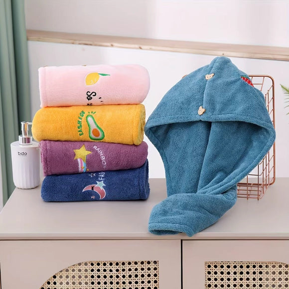 Ladies' Soft Quick - Dry Shower Cap Towel - Delicate Embroidery, Essential for a Refreshing Bath（light blue） - RnR Galore