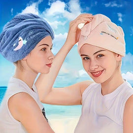 Ladies' Soft Quick - Dry Shower Cap Towel - Delicate Embroidery, Essential for a Refreshing Bath（PINK） - RnR Galore