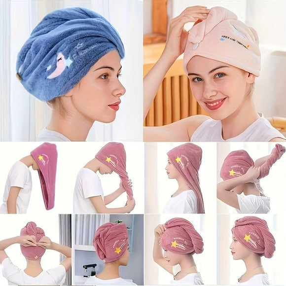 Ladies' Soft Quick - Dry Shower Cap Towel - Delicate Embroidery, Essential for a Refreshing Bath（violet） - RnR Galore
