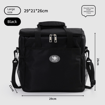 Large Insulated Cooler Bag Thermal Lunch Tote 16L Capacity with Adjustable Shoulder Strap for Picnics Camping & Work Black - RnR Galore