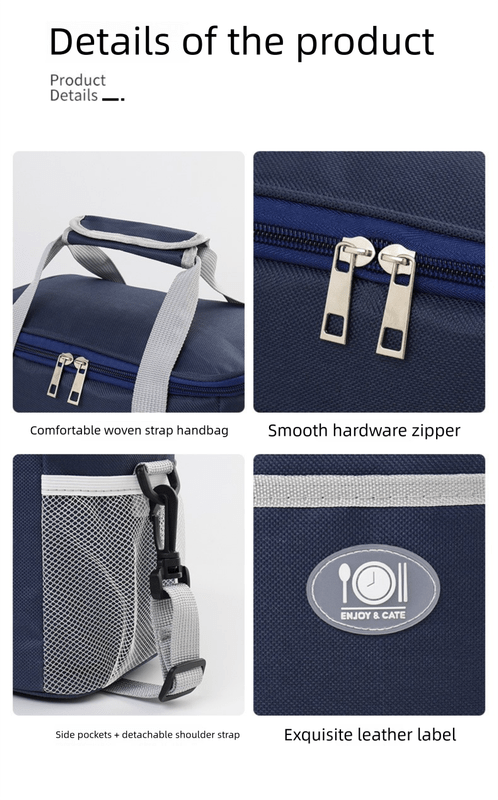 Large Insulated Cooler Bag Thermal Lunch Tote 16L Capacity with Adjustable Shoulder Strap for Picnics Camping & Work Navy Blue - RnR Galore