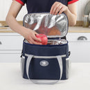 Large Insulated Cooler Bag Thermal Lunch Tote 16L Capacity with Adjustable Shoulder Strap for Picnics Camping & Work Navy Blue - RnR Galore