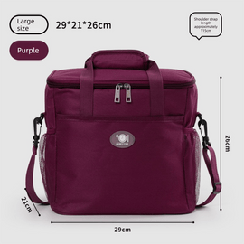Large Insulated Cooler Bag Thermal Lunch Tote 16L Capacity with Adjustable Shoulder Strap for Picnics Camping & Work Purple - RnR Galore