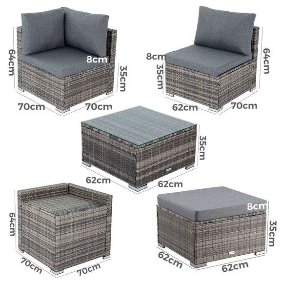 Large Modular Outdoor Ottoman Lounge Set in Black - RnR Galore