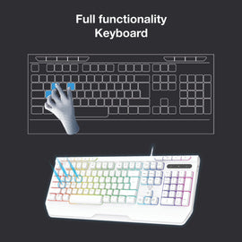 Laser White Gaming RGB Keyboard Full Size with Multimedia Keys - RnR Galore
