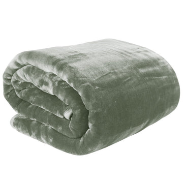 Laura Hill 600 - GSM Mink Blanket Queen Size Double - Sided Soft Plush Bed Faux Throw Rug 220 X 240cm Sage - RnR Galore