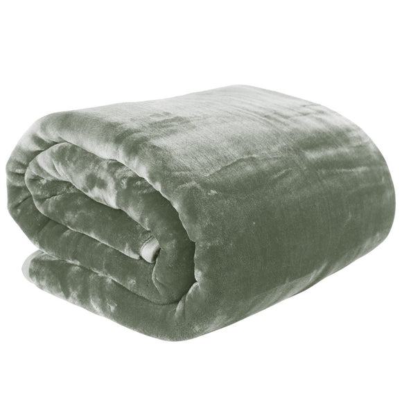 Laura Hill 600 - GSM Mink Blanket Queen Size Double - Sided Soft Plush Bed Faux Throw Rug 220 X 240cm Sage - RnR Galore