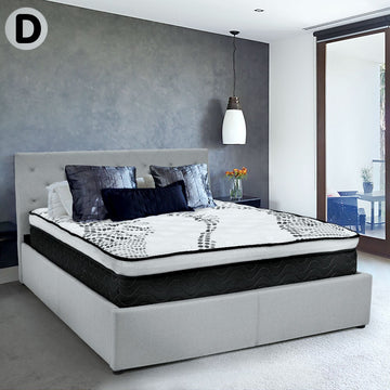 Laura Hill Double Mattress Bed Size Euro Top Topper 5 Zone Spring Foam 32cm - RnR Galore
