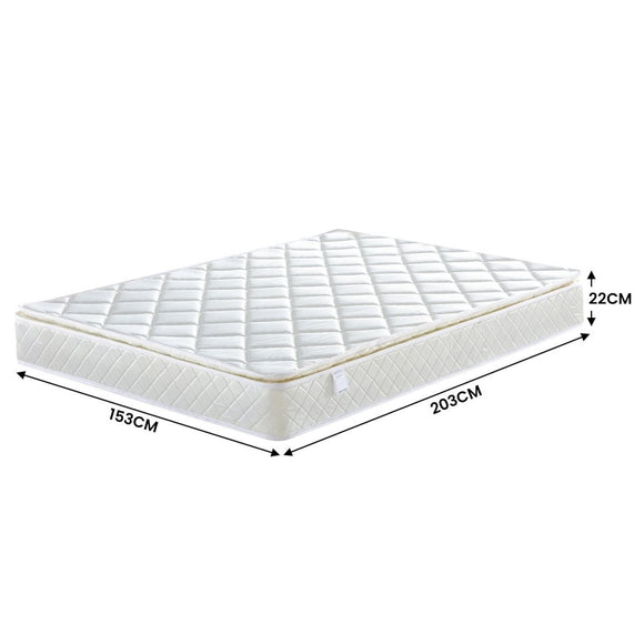 Laura Hill Mattress Queen Size Pillow Top Pocket Spring High Density Foam 22cm - RnR Galore