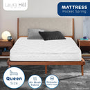 Laura Hill Mattress Queen Size Pillow Top Pocket Spring High Density Foam 22cm - RnR Galore