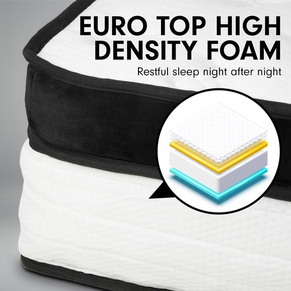 Laura Hill Queen Mattress Bed Size Euro Top 5 Zone Spring Foam 32cm Bedding Pocket - RnR Galore