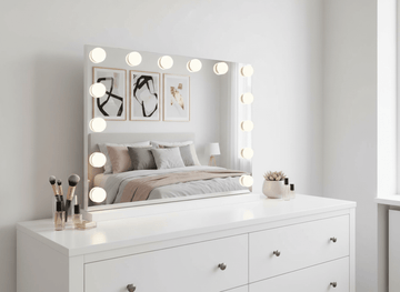 LED Beauty Mirror with 14 Bulbs, Colour Settings, USB A and USB C, White, 50 × 42cm - RnR Galore