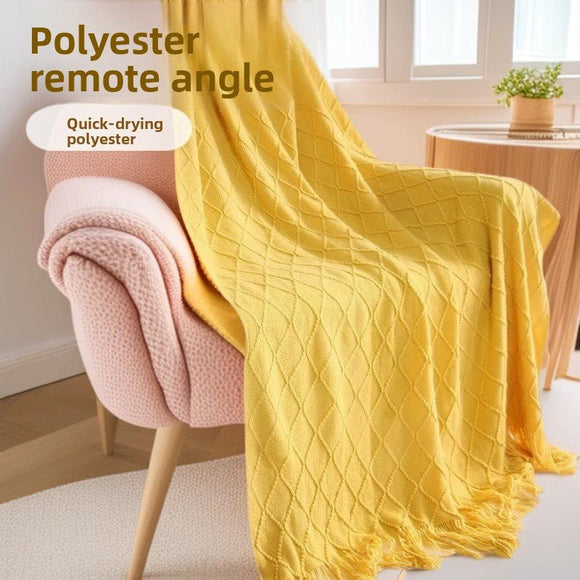 Light grey Nordic Knitted Throw Blanket with Tassels 130x230cm Soft Acrylic Diamond Pattern Sofa Cover Bed Runner and Travel Blanket - RnR Galore