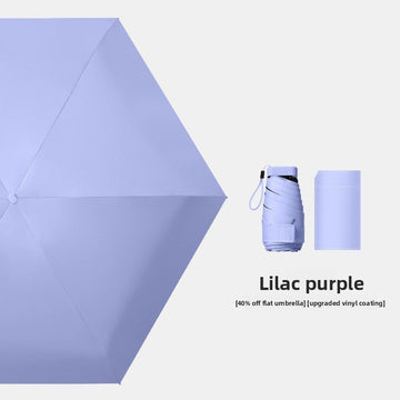 Lilac purple Compact Mini Travel Umbrella UPF50+ UV Protection Waterproof 6 - Fold Flat Design Lightweight Sun & Rain Parasol for Handbag - RnR Galore