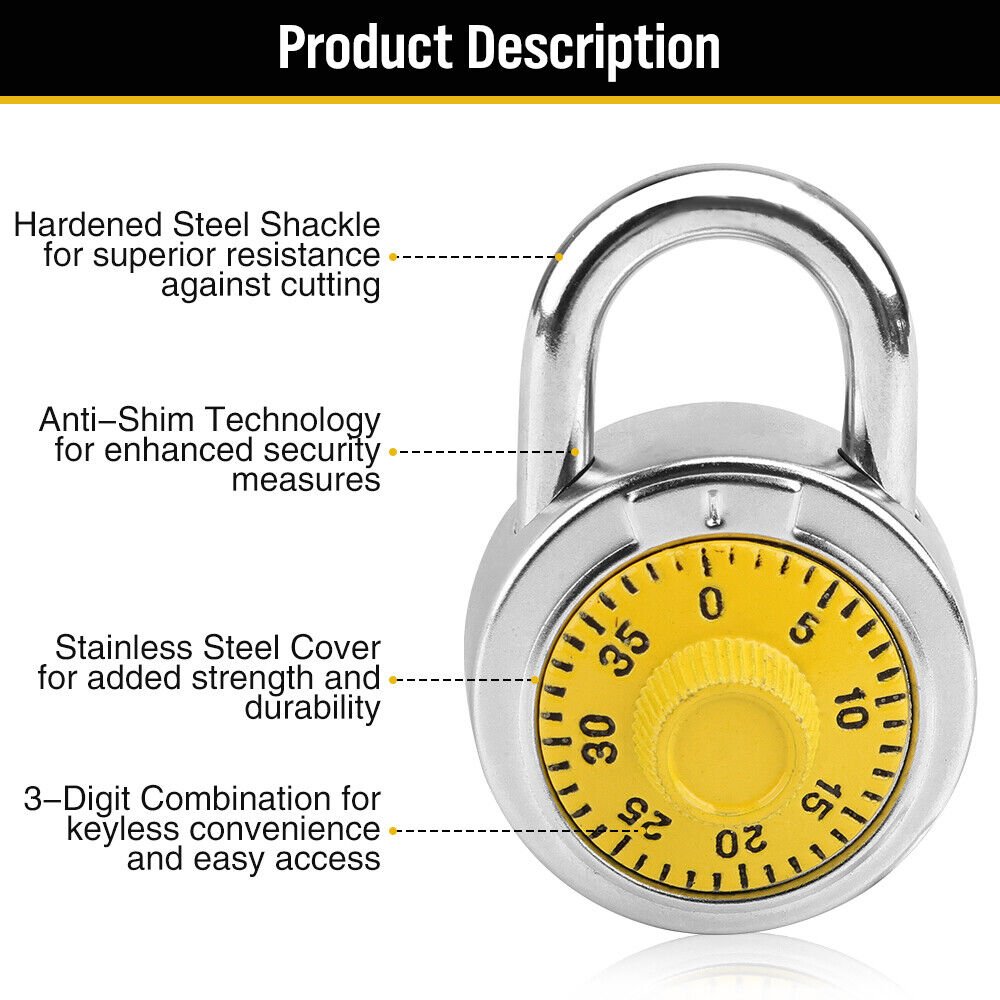Lock Dial Combination Lock Gym Sports Locker Toolbox Case School ...