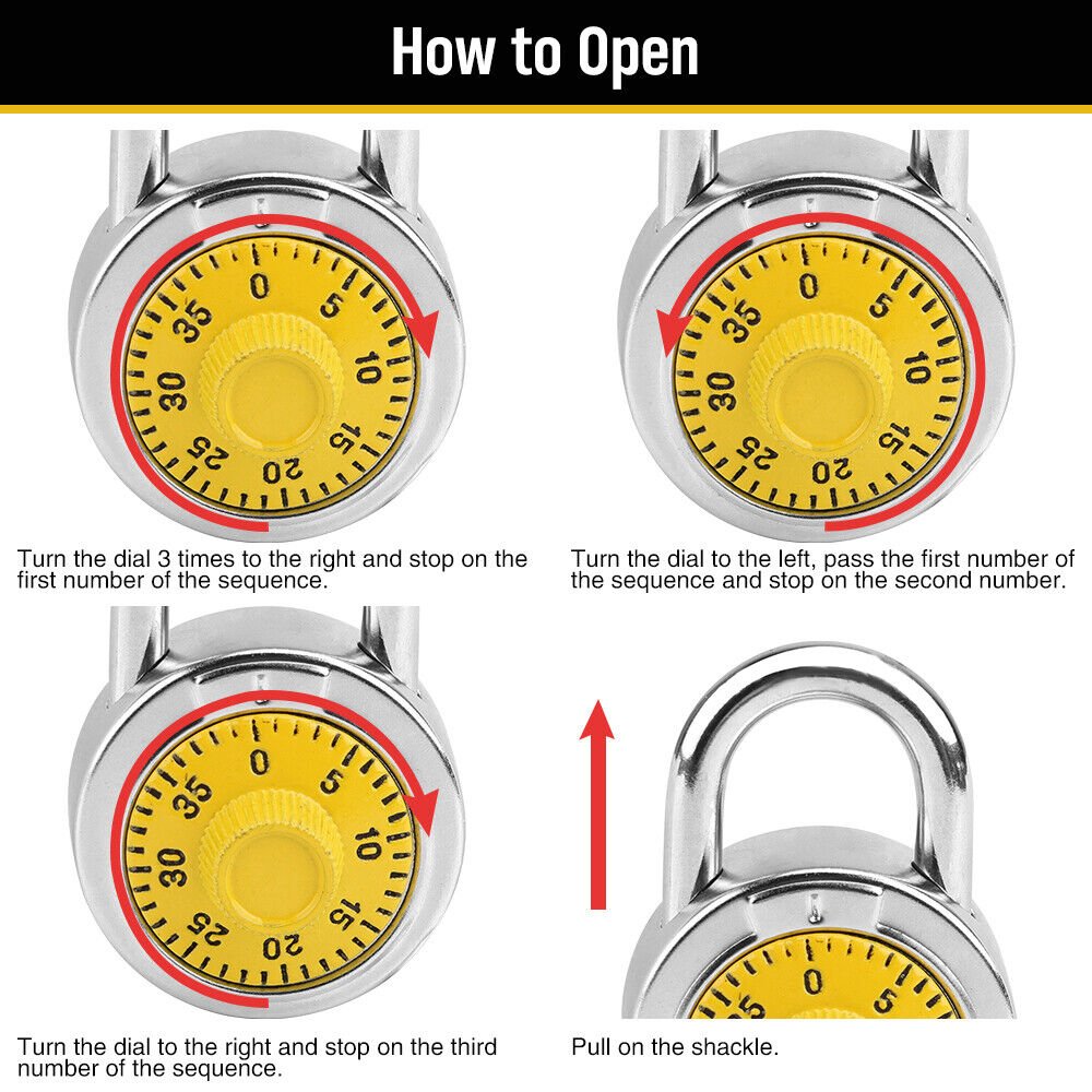Lock Dial Combination Lock Gym Sports Locker Toolbox Case School ...