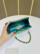 Luxury Green Rhinestone Evening Clutch Bag Women Crystal Sparkle Formal Purse with Chain Strap for Wedding Party Prom - RnR Galore