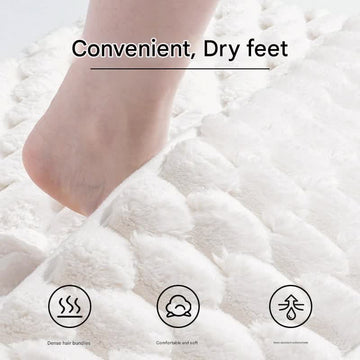 Luxury Plush Memory Foam Bath Mat with Foot Drying Panel - Super Absorbent & Non - Slip Bathroom Rug(Checkered beige) - RnR Galore